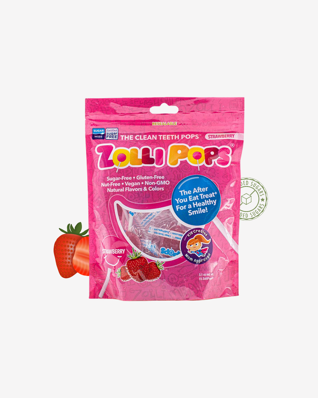Zolli Pops Clean Teeth Pops Strawberry 3.1 OZ